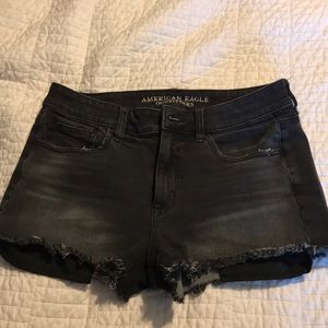 American Eagle high rise black jean shorts size 10